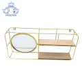 Wall Mounted Wood Storage Shelves with Mirror